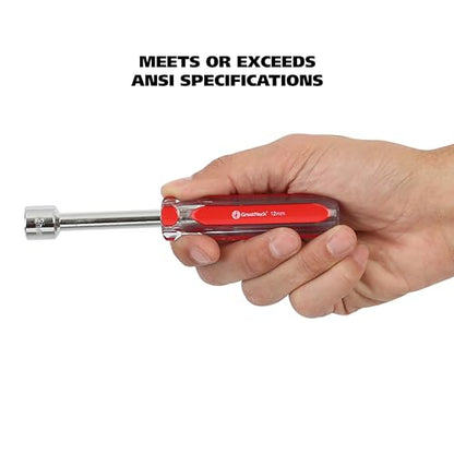 GreatNeck ND71 7-Piece Metric Nut Driver Set, Chrome Vanadium Steel Nut Drivers, Rust-Resistant Finish Nut Drivers Set, Acetate Nut Driver Handle, Color-Coded for Quick Identification - size: Metric