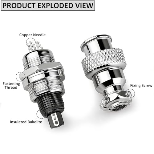 Clyxgs 4-Core Aviation Plug Connector Male Female 12mm Panel Mount Metal Wire Adapter Waterproof Cap 10PCS - style: GX12-4-10
