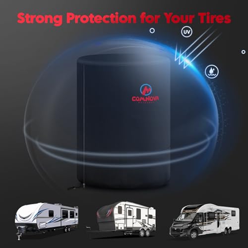 Comnova Tire Storage Cover - 600D Tire Cover for Trucks SUV Camper RV Trailer, Waterproof Heavy Duty Fade-Resistant Seasonal Spare Tire Storage Bags, Fits Tire Diameter 28 Inch Tire - size: 28" Tire Diameter