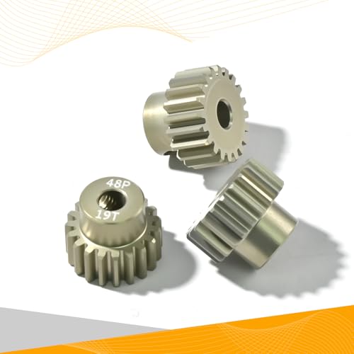 3PCS 48P Pinion Gear Set 7075 Aluminum Alloy 3.175mm Shaft 19T 20T 21T with Screws & Hex for 1/10 RC Arrma Traxxas HPI Sakura Losi Axial SCX10 Tamiya Monster Truck Buggy Motor Gears Upgrade - size: 19 20 21T