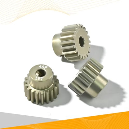 3PCS 48P Pinion Gear Set 7075 Aluminum Alloy 3.175mm Shaft 19T 20T 21T with Screws & Hex for 1/10 RC Arrma Traxxas HPI Sakura Losi Axial SCX10 Tamiya Monster Truck Buggy Motor Gears Upgrade - size: 19 20 21T