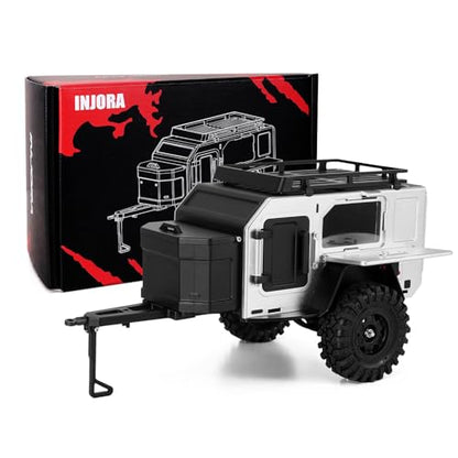 INJORA Off-Road Camping Trailer for 1/18 1/24 RC Crawlers TRX4M SCX24 Upgrade(Silver) - color: Silver