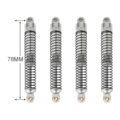 78mm Aluminum Long Threaded Shocks Absorbers Oil Damper for 1/18 RC Crawler TRX4M TRX-4M KUpgrade Parts (Silver) - color: 78mm-silver