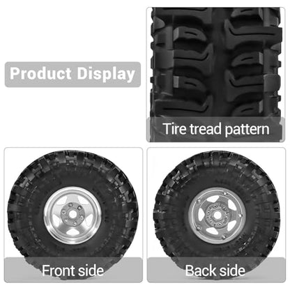 1.9" Pre-Assembled Beadlock Wheels and Tires 118mm (4.65in) for SCX10 TRX4 1/10 RC Crawlers – Aluminum Rims, Soft Rubber Tires with Foam Inserts, Easy-Install Upgrade Parts (Silvery) - color: silvery