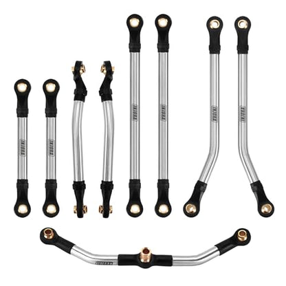 INJORA Stainless Steel Steering Link & 41g High Clearance Chassis Links Set for 1/18 RC Crawler TRX4M High Trail K10 F150, 6g