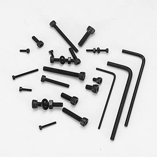 1080 Pcs M2 M3 M4 Hex Button Socket Head Cap Screws Bolts Nuts Flat Washers Assortment Kit, Alloy Steel Black Machine Screws and Nuts and Bolts and Washers Set (1080Black) - color: 1080Black