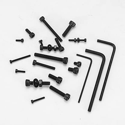 1080 Pcs M2 M3 M4 Hex Button Socket Head Cap Screws Bolts Nuts Flat Washers Assortment Kit, Alloy Steel Black Machine Screws and Nuts and Bolts and Washers Set (1080Black) - color: 1080Black