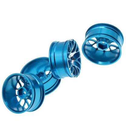 4Pcs Treehobby Metal Wheel Rims 12mm Hex Hubs Width 26mm Compatible with Tamiya TT-01 Kyosho RedCat Sakura D4 XIS HSP 1/10 RC Drift On-Road Racing Touring Car Upgrades Parts(Blue)