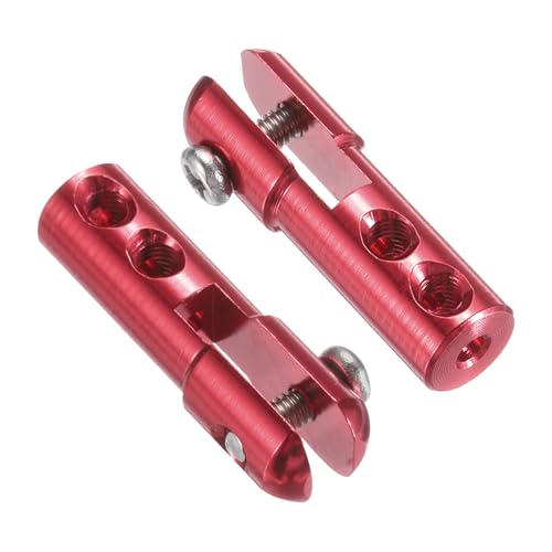 MECCANIXITY 4Pcs Metal Clevis M2 Thread Aluminum Alloy Clevis Servo Horn Tie Rod Chuck Connector with Screws for RC Airplane Car Helicopter Model Replacements,Red - color: Red
