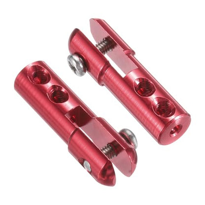 MECCANIXITY 4Pcs Metal Clevis M2 Thread Aluminum Alloy Clevis Servo Horn Tie Rod Chuck Connector with Screws for RC Airplane Car Helicopter Model Replacements,Red - color: Red