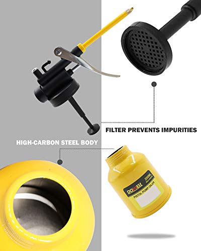 DOWELL Oil Can Pump Oiler 6.8oz 200ml, Oil Squirt Can Metal, Yellow | Bottle with Straight Flexible Spout - size: 6.8 oz