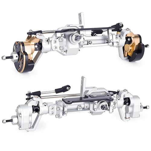 AMK Capra 1.9 Portal Axles Kit 857G, 4WS Front & Rear Axles with Isokinetic 3-Section CVD Shafts, 52° Max Steering, Low CG Battery Tray for Axial Capra 1.9 UTB10 1/10 RC Crawler Upgrade (Silvery) - color: Silvery