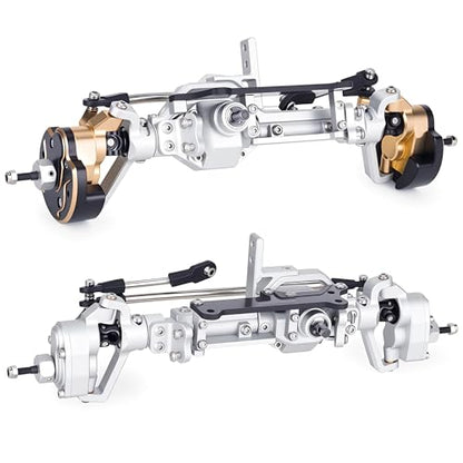 AMK Capra 1.9 Portal Axles Kit 857G, 4WS Front & Rear Axles with Isokinetic 3-Section CVD Shafts, 52° Max Steering, Low CG Battery Tray for Axial Capra 1.9 UTB10 1/10 RC Crawler Upgrade (Silvery) - color: Silvery