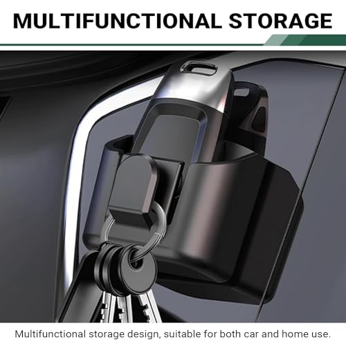 Car Key Box, Car Key Fob Holder Dash Mount, 2.17" x 2" Dashboard Storage Organizer, Universal Vehicle Console Storage Box Accessory (Black)