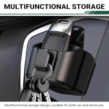 Car Key Box, Car Key Fob Holder Dash Mount, 2.17" x 2" Dashboard Storage Organizer, Universal Vehicle Console Storage Box Accessory (Black)
