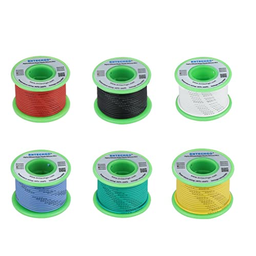 BNTECHGO 22 AWG Silicone Wire Kit 6 Color Each 30ft Stranded Tinned Copper | Flexible 22 Gauge Stranded Wire Silicone Rubber Insulation For RC Models, Drone, Robot, LED Lighting Systems, 3D Printer, DIY - size: 6 Colors Each 30ft, style: 22 AWG silicone w