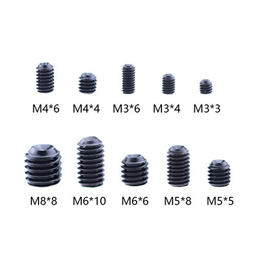 Hilitchi 260pcs M3/4/5/6/8 Allen Head Socket Hex Grub Screw Set Assortment Kit with Plastic Box 12.9 Class Black Alloy Steel - color: Black - Metric - 260pcs