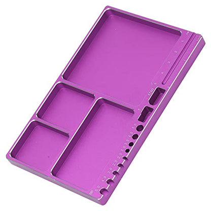 Magnetic Screw Tray, Aluminum Alloy RC Repair Tool Tray with Strong Magnetic Pad for Screws Nuts and Washers, Portable Magnetic Parts Tray for RC Cars Aircraft Helicopters (Purple) - color: Purple
