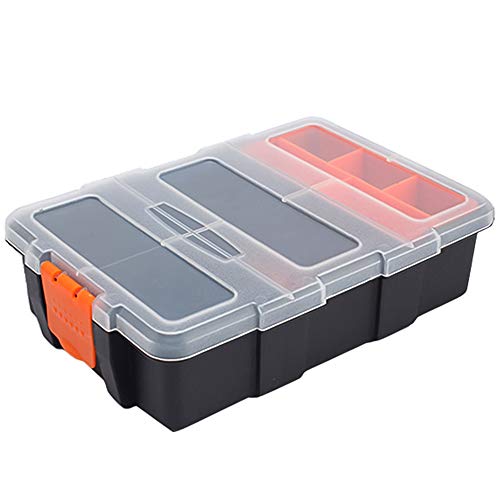 Small Tool Parts Box, Plastic Tool Storage Case, Home Hardware Organizer with Removable Dividers, Small Toolbox for Nails, Screws, Nuts and Bolts, 10-Compartment - size: 15.5x22.5x5.6cm/6.1x8.9x2.2in