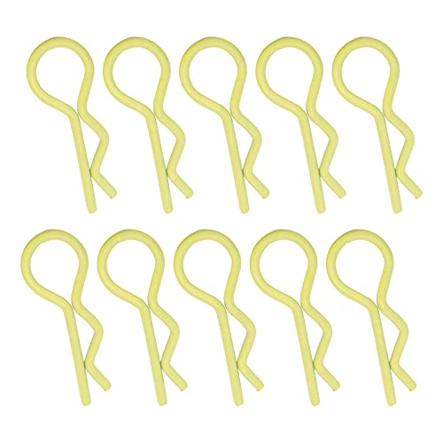 Qiilu Durable RC Body Clips for 1/5 1/6 /8 /10 RC Car - 10Pcs Metal Shell Clip Pins, Teardropshaped Pull Tabs (Yellow) - color: Yellow