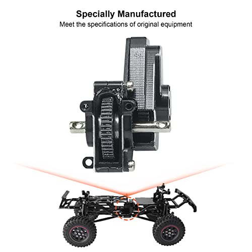 Transmission Gearbox with Gear Fit for 1/24 Axial SCX24 RC Crawler Aluminum Alloy Black