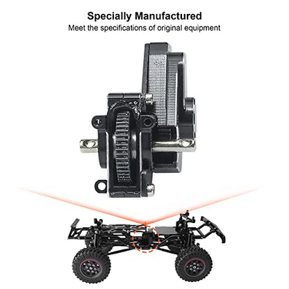 Transmission Gearbox with Gear Fit for 1/24 Axial SCX24 RC Crawler Aluminum Alloy Black