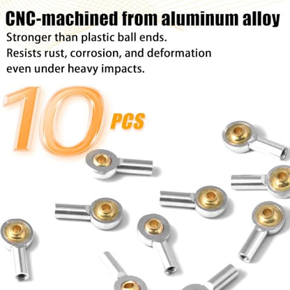 10PCS M2 Tie Rod End Ball Joint Aluminum Ball Head Holder 2mm Steering Linkage Head Joint 15mm Upgrade Parts Compatible with HSP Tamiya Mini 4WD RC Car Truck Crawler/Boat/Airplane Models - color: Sliver
