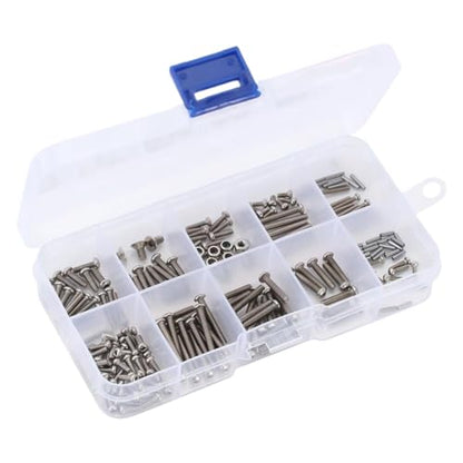 Grade 12.9 Stainless Steel Hex Screws and Nuts Hardware Kit Compatible with 1/18 Scale RC Crawler Models and Similar Vehicles