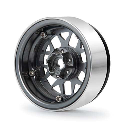 Aluminum 2.2" RC Beadlock Wheels Rims for Axial Wraith SCX10 TRX4 | 1/10th RC Crawler Car,Titanium,1set/4pcs - color: Titanium