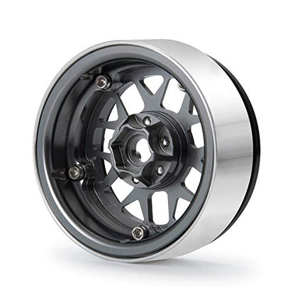 Aluminum 2.2" RC Beadlock Wheels Rims for Axial Wraith SCX10 TRX4 | 1/10th RC Crawler Car,Titanium,1set/4pcs - color: Titanium