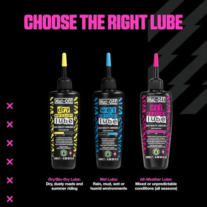 Muc-Off Chain Wet Lube 120ml | Biodegradable Bicycle Chain Lubricant Wet | Reduces Friction & Extends Chain Life | Wax-Based Formula Repels Water | Suitable for MTB & Road Bikes - size: 120ml