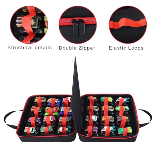 Carrying Case for 24 Monster Jam Trucks, Kids Toy Truck Storage Compatible with 24 Monster Jam Trucks, Holding for 1:64 Scale Monster Jam Trucks (Red) - color: Black