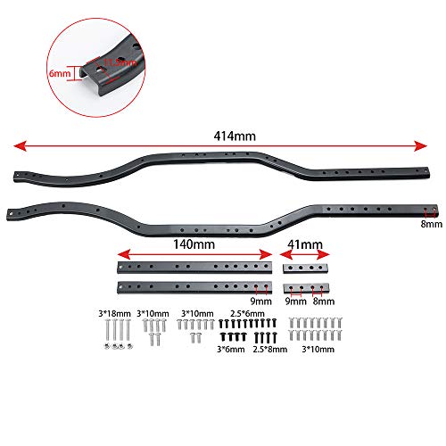 RC-Hub Metal RC Frame Rails Chassis Frame Beam for 1/10 Axial SCX10 RC Crawler Car Truck