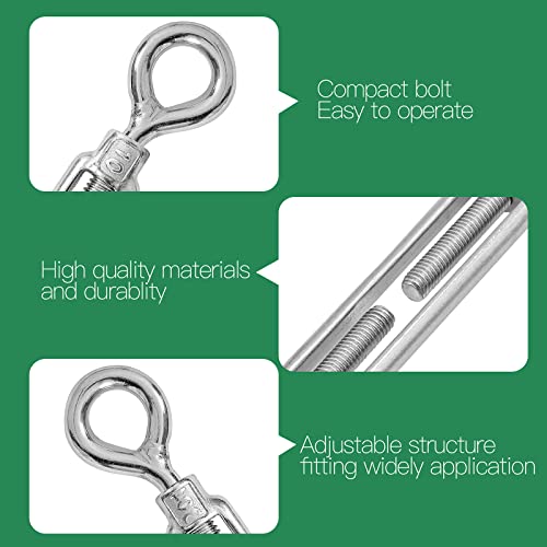 6PCS M10 Eye & Eye Turnbuckle 304 Stainless Steel Turnbuckle Wire Rope Tension Heavy Duty Turnbuckles for Cable Railing Wire Rope Hardware Kit (M10, Eye & Eye) - style: Eye & Eye-M-10