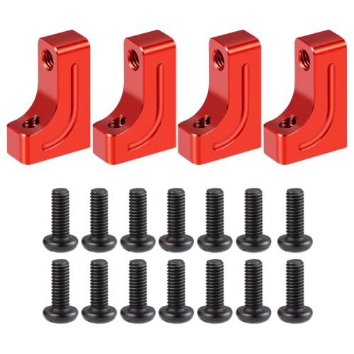 4PCS RC Aluminum Alloy Servo Mounts 1/10th RC Crawler Car CNC Machined Aluminum Servo Mount for SCX10 90047 Wrangler 1/10 RC Crawler Car Upgrades (Red) - color: Red