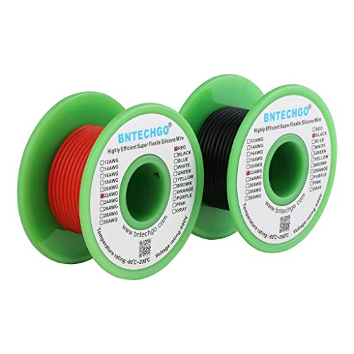 BNTECHGO 22 AWG Silicone Wire Red Black 25ft Stranded Tinned Copper Wire | Flexible 22 Gauge Stranded Wire Silicone Rubber Insulation For RC Models, Drone, Robot, LED Lighting Systems, 3D Printer, DIY - color: 22 gauge silicone wire red and black, size: 2