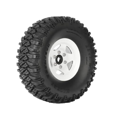 4PCS 1.55 Inch Aluminum Alloy 5Spoke Beadlock Wheel Rim Tyre and 95mm Rubber Tires Set for 1/10 RC Rock Crawler Car Upgrade Parts for Tamiya Axial AX90069 D90 TF2 CC01 LC70(A-White) - color: A-white