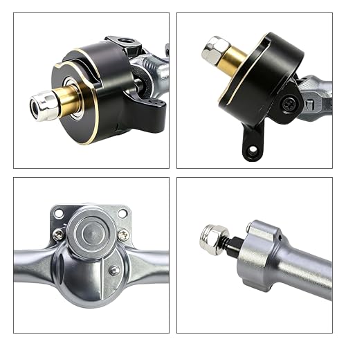 Aluminum Front Rear Axles Set Assembly with Steering Link Brass Steering Knuckles CVD for Axial SCX30 Bronco Wrangler K10 1/30 RC Crawler Car ﻿ (Black) - color: Black