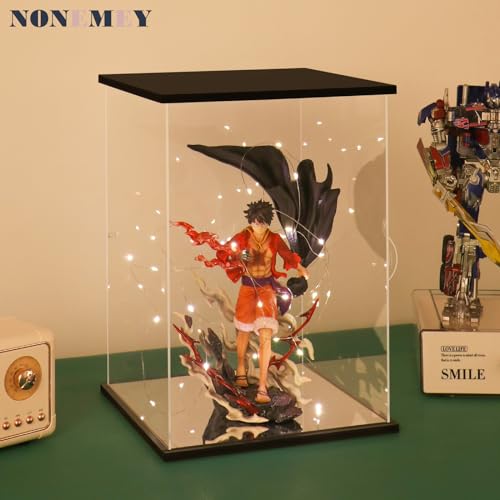NONEMEY Clear Acrylic Display Case with Two Kind of Lights for 1000% Pop Mart，Dustproof Model Showcase Organizer Box, Display Case for Collectibles (21.2x21.2x30.7inch,54x54x78cm) - size: 21.2×21.2×30.7 inch, 54×54×78 cm