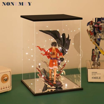 NONEMEY Clear Acrylic Display Case with Two Kind of Lights for 1000% Pop Mart，Dustproof Model Showcase Organizer Box, Display Case for Collectibles (21.2x21.2x30.7inch,54x54x78cm) - size: 21.2×21.2×30.7 inch, 54×54×78 cm