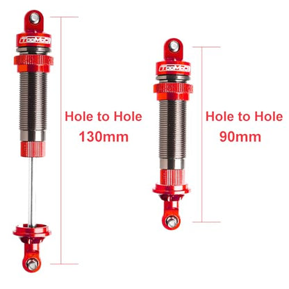 130MM Big Bore Oil Shock Absorbers Upgrade for 1/8 RC Buggies | Fits Arrma / Losi / Axial / Himoto / Hpi - Oil Damper Upgrade - Red - color: red