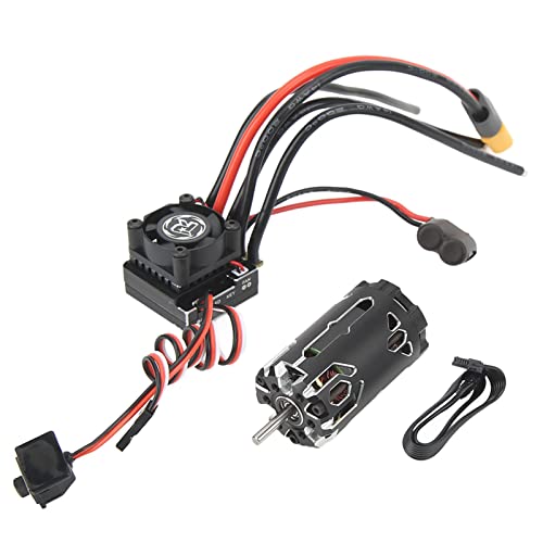 Changor 380 Sensored Brushless Motor Combo with TS80A ESC Efficient Output for 1/12 1/14 RC Cars Black Aluminum