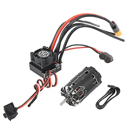Changor 380 Sensored Brushless Motor Combo with TS80A ESC Efficient Output for 1/12 1/14 RC Cars Black Aluminum