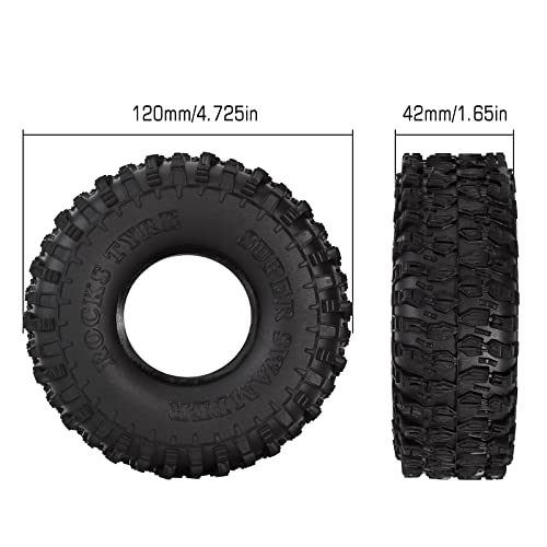 INJORA 1.9" Rubber Rocks Tires for 1:10 RC Rock Crawler Axial SCX10 90046 AXI03007 D90 D110 TF2 Traxxas TRX-4