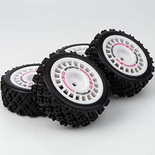 1/10 RC Rally Car Wheels Rims & Rubber Tires 12mm Hex Drive Hub for Tamiya TT-01 TT-02 TT-01E XV-01 DF-03 HPI HSP (White) - color: White