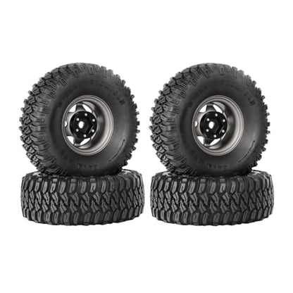 4PCS 1.55 Inch Aluminum Alloy Beadlock Wheel Rim Tyre and 95mm Rubber Tires Set for 1/10 RC Rock Crawler Car Upgrade Parts for Tamiya Axial AX90069 D90 TF2 CC01 LC70(6Spoke-Grey) - color: 6spoke-grey