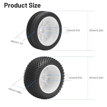 1/10 RC Car Tires and Wheels, daitoku 12mm Hex 1/10 RC Off Road Racing Tires and Wheels Rims for 1/10 Serpent Spyder SRX2 SRX4 XRAY XB2 Tekno EB410 yokomo yz4 Tamiya TD4 TT-02B DF-02