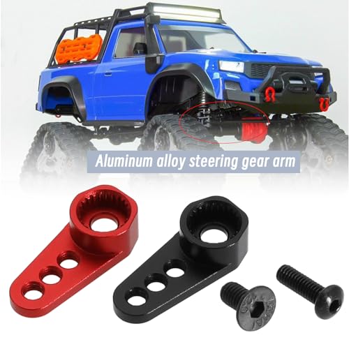 SING F LTD 2pcs 25T Servo Arm Horn Aluminum Alloy Material Compatible with TRX4M 1/18 RC Crawler Car, Red and Black