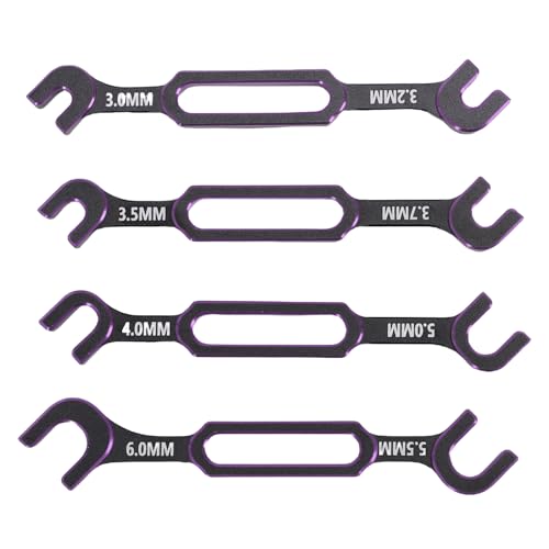 Tyenaza 4Pcs RC Wrench, 3.0 3.2 3.5 3.7 4.0 5.0 5.5 6.0mm Turnbuckle Nut Ball Joint Remover RC Universal Repair Tool for RC Crawler Car Boat (Purple) - color: Purple