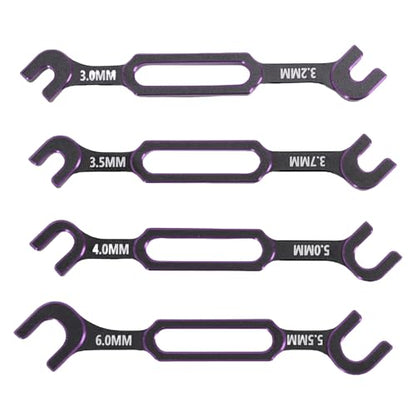 Tyenaza 4Pcs RC Wrench, 3.0 3.2 3.5 3.7 4.0 5.0 5.5 6.0mm Turnbuckle Nut Ball Joint Remover RC Universal Repair Tool for RC Crawler Car Boat (Purple) - color: Purple